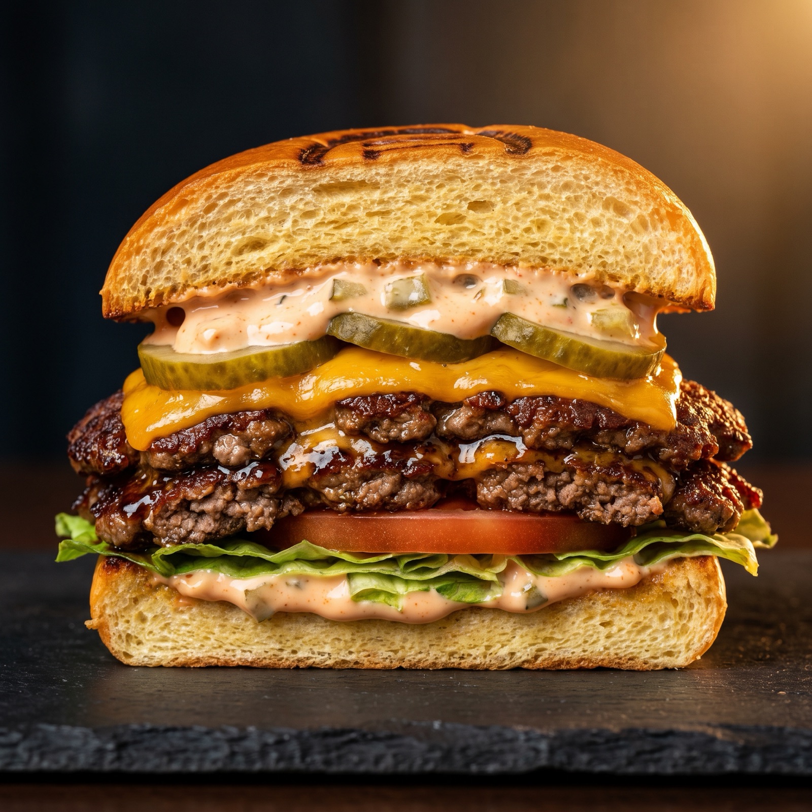 チーズバーガーの断面