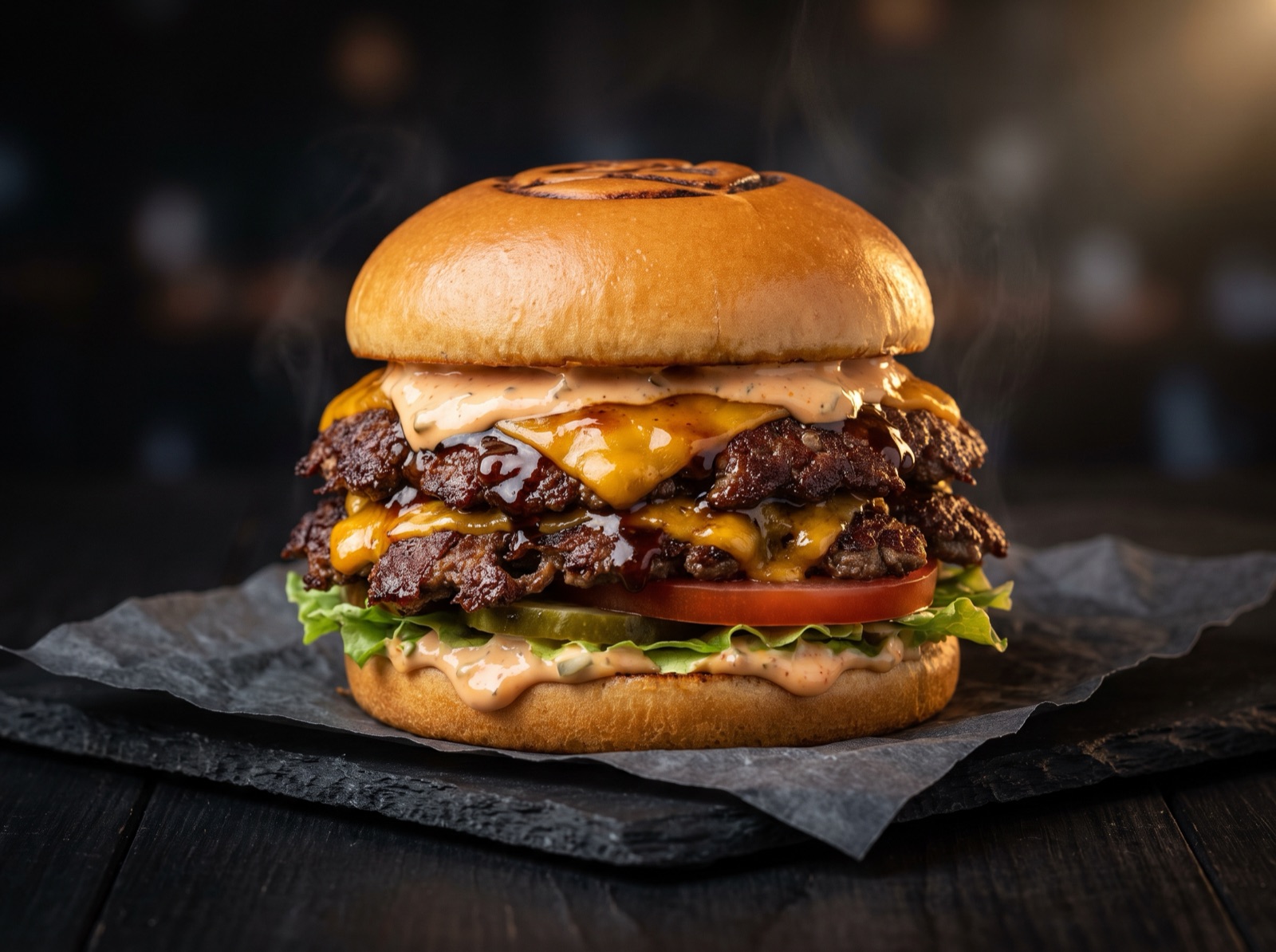 完成したチーズバーガー